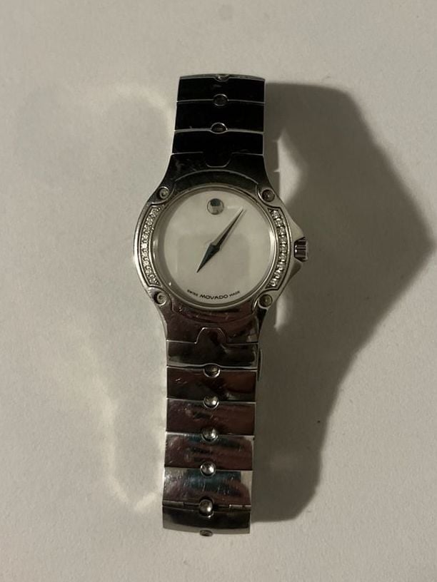 Movado Se Stainless Steel Diamond Bezel Watch With White Dial Movado Se Stainless Steel Diamond Bezel Watch With White Dial